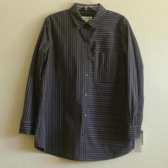 NWT Treasure & Bond Oversized Gray Stripe Button Up Size S - Picture 5 of 16